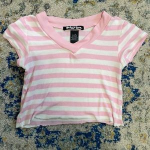 Pink and white striped baby tee